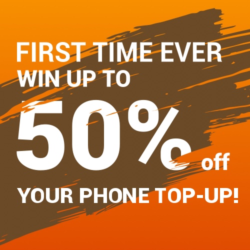 Scratch to win 50% off top-up voucher